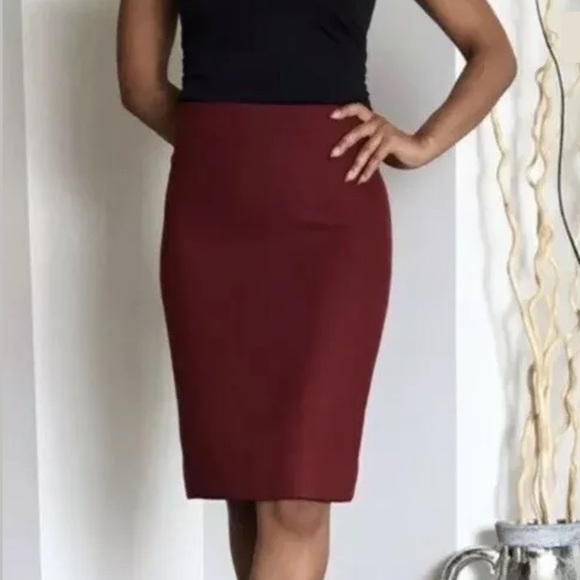 J. Crew Pencil Skirt Wool Burgundy Maroon Size 0P - Picture 2 of 10